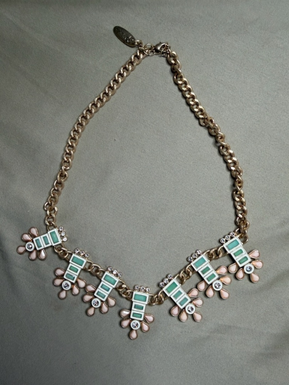 Plunder Gold-Tone Mint & Blush Statement Necklace - excellent quality